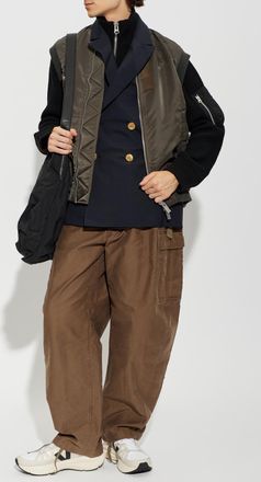 sacai Sacai Cargo Trousers With A Vintage Effect, Mens, Brown