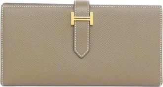 Herm&egrave;s Etoupe Gray Epsom Leather Long Wallet (Bi-Fold) (Pre-Owned)