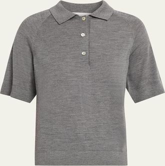 Nackiy&eacute; Cashmere-Silk Polo Knit Top