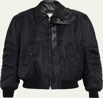 Bottega Veneta Intrecciato Collar Blouson Bomber Jacket