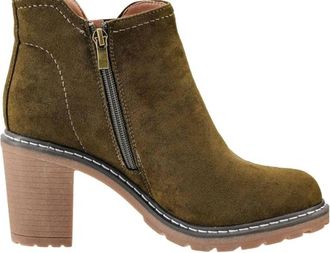 Corkys Footwear Womens Bite Me Booties In Khaki Faux Suede