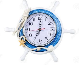 Trade Shop Trade Shop - Orologio Da Tavolo In Legno A Forma Di Timone Barca Arredamento Nautica Design