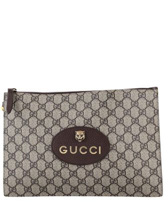 Gucci Neo Vintage Wristlet Pouch Gg Coated (Authentic Pre-Loved)