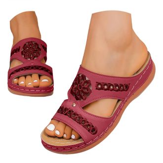 Generic Women 2026 Orthopedic Sandals Summer Shoes Women Dressy Comfortable Arch Support Wedge Non Slip Flip-Flops, PU Leather Slides, Shoes for Dressy Summer