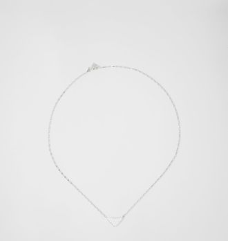 Prada Eternal Gold mini triangle pendant necklace in white gold and diamonds