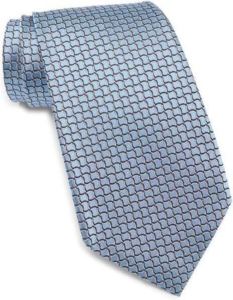 Ermenegildo Zegna Tile Silk Tie in Br Blu Fan at Nordstrom