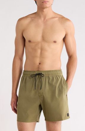 Rvca Pigment-Dyed Elastic Waist Shorts in Martini Olive at Nordstrom Rack, Size Xx-Large