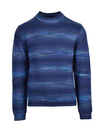 Daniele Fiesoli Crewneck Sweater With Horizontal Gradient In Blue