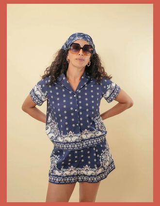 Nooki Design Womens Arizona Paisley Print Shirt - Navy Mix - Size: 10/8