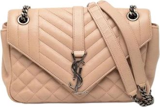 Saint Laurent Pre-owned Cross Body Bags, female, Beige, Size: ONE SIZE Pre-owned Leather Cross Body Bag
