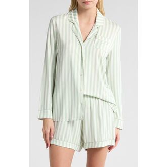 Nordstrom Moonlight Eco Long Sleeve Short Pajamas in Green Sigh Medium Stripe at Nordstrom Rack, Size Small