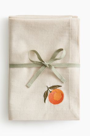 H&M 4er-Pack Bestickte Servietten aus Leinenmix - Beige