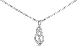 House of Brilliance Sterling Silver 1/3 Cttw Diamond Swirl Teardrop Pendant Necklace