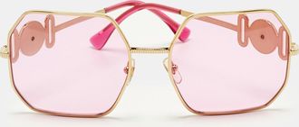 Versace Pink/gold Tone Medusa Square Sunglasses