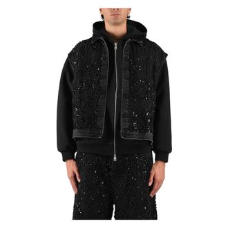 Purple Gilet con Impreziosimento in Rete - - Jackets - Uomo - Nero - M