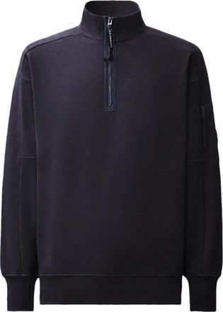 C.P. Company C.p. Company - Diagonal Raised Fleece Lens Half Zip Sweatshirt - Heren - Sweatshirts & Hoodies - Blauw - Maat: M Fleece
