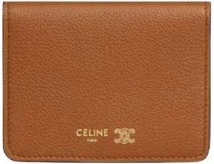 Celine Celine, Accessoires, Dames, Bruin, ONE Size, Leer, Bi-Fold Kaarthouder Triomphe Stempel