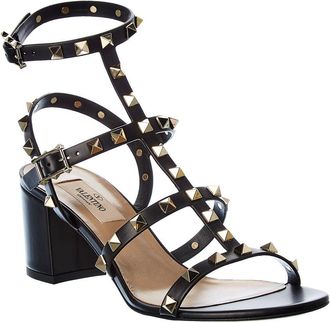 Valentino Rockstud Caged 60 Leather Ankle Strap Sandal