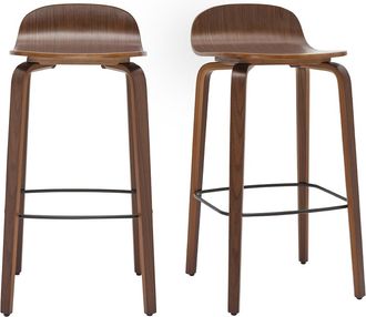 Miliboo Set De 2 Taburetes De Cocina Vintage De Nogal 68 Cm Obra