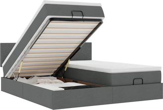 vidaXL Estructura Cama Otomana Colchones Tela Gris Oscuro 160x200 Cm Vidaxl
