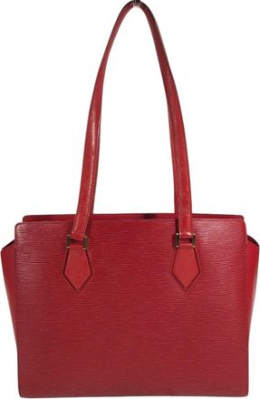 Louis Vuitton Castilian Red Red Color Epi Leather Handbag Shoulder Bag Tote Bag (Pre-Owned)