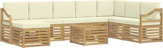 vidaXL Conjunto De Sof&aacute;s De Exterior 9 Uds. Blanco Y Crema Poli&eacute;ster Vidaxl