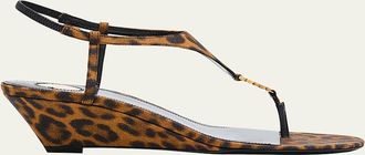 Saint Laurent Cassandra Leopard YSL Wedge Sandals
