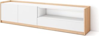 Skraut Home Mueble tv efecto madera blanco y roble 208x37x50cm