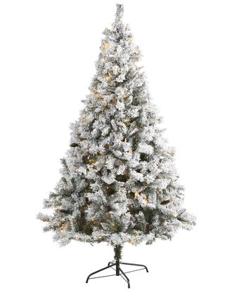Nearly Natural 7ft Flocked White River Mountain Pine Artificial Christmas Tree