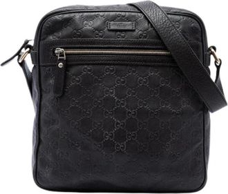 Gucci Pre-owned Vintage Crossbody Bag - Heren - Vintage Schoudertas - Zwart - ONE Size - Leer - Vintage