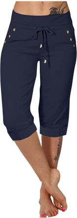 Generic Womens Clothing Plus Size Trousers Capri 3/4 Length Joggers High Waisted Ladies Pants Stretch Pull On Cropped Gym Yoga Pants with Pockets