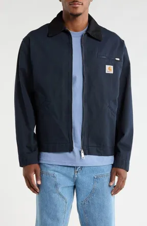 Carhartt Work in Progress OG Detroit Organic Cotton Canvas Chore Jacket in Deep Night /Black at Nordstrom, Size Xx-Large