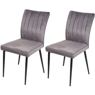 Hhg Set 2x sedie sala da pranzo soggiorno 319 metallo verniciato velluto grigio scuro