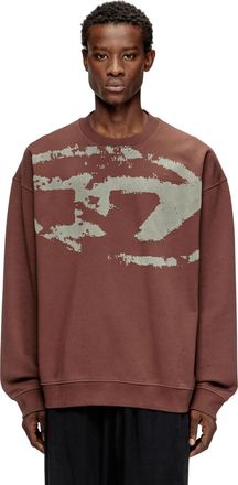 Diesel Cotton sweatshirt with flocked Oval D - Sweaters - Man - Brown
