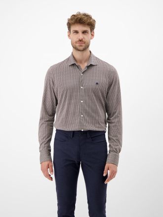 Lerros Langarmhemd LERROS, Herren, Gr. XXL, N-Gr, light coffe, Web, Obermaterial: 100% Baumwolle, kariert, regular fit normal, Manschette, Hemden Langarmhemd