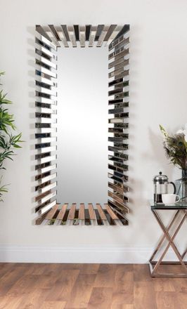 Furniturebox Starburst Large 170cm x 80cm 3D Silver Rectangular Sunburst Modern Hallway Bedroom Dining & Living Room Mirror | Size: 170 cm x 80 cm