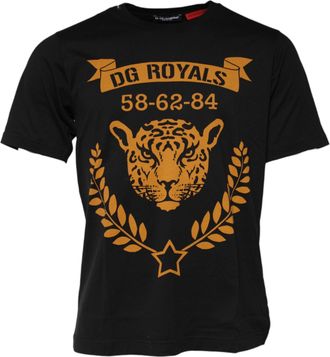 Dolce & Gabbana Black DG Royals Cotton Crew Neck Mens T-shirt