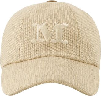 Max Mara Pet met raffia-effect - Dames - Petten - Beige - 57 CM - Accessoires