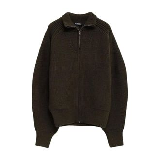 Jacquemus V-neck Knitwear, male, Green, L, Green Merino Wool Jumper Aw25