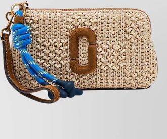 Marc Jacobs wristlet raffia pouch detachable strap lanyard