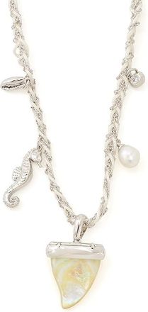 Kendra Scott Oleana Seahorse Charm Womens Necklace Womens Necklace Silver Iridescent Abalone, Brass/Cubic Zirconia/Rhodium-Plated