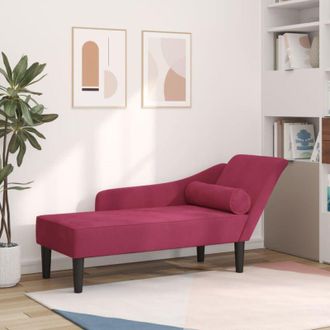 vidaXL Vidaxl - Chaise Lounge con Cuscini Rosso Vino in Velluto