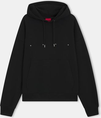 HUGO BOSS Hugo Mens Hooded Neck Drop Shoulder Sweatshirt in Black 001 - Size X-Large