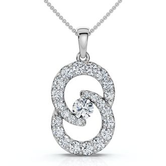 Pompeii3 1Ct T. W. Circled By Love Diamond Pendant White Gold Womens Necklace Lab Grown