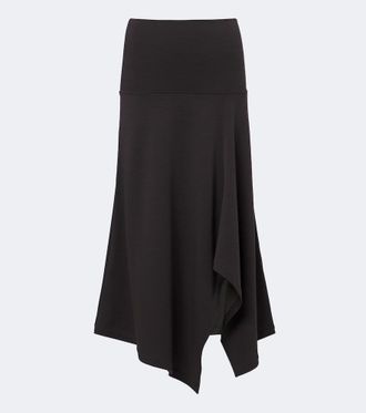 Christophe Lemaire Falda midi asim&eacute;trica en mezcla de lana