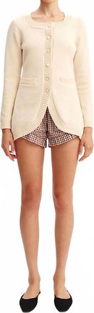 Poss&eacute; Sabrina Long Sleeve Cardigan In Cream