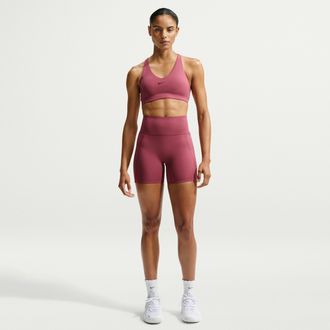 Nike Womens Universa High-Waisted 5 Biker Shorts with No Front Seam in Red | HQ6832-654