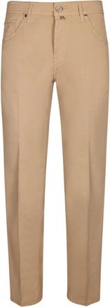 Jacob Cohen Katoen stof. Klassieke snit. - Heren - Slim Fit Jeans - Beige - W34 - Katoen - Jeans