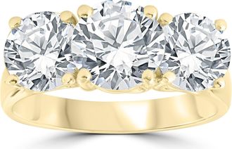 Pompeii3 Certified 5Ct Three Stone Diamond Engagement Anniversary Ring 14k Gold Lab Grown Size Selectable