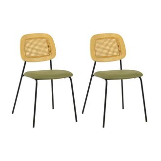 Mathi Design Lote de 2 sillas de comedor de polipiel verde